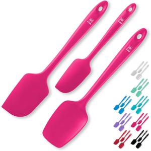 DI ORO Silicone Spatula Set - Rubber Kitchen Spatulas for Baking, Cooking, & Mixing - 600F Heat-Resistant & BPA Free Silicone Scraper Spatulas for Nonstick Cookware - Dishwasher Safe (3pc, Magenta)