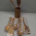 Wooden Spoons for Cooking - 8-Piece Wooden Kitchen Utensil Set made of Natural Solid Wood Material-Includes Spoons,Spatulas,Ladles,Mixing Spoon and Utensil Holder,Valentine's Day Gifts
