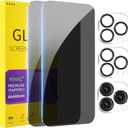 PEHAEL 2+2 Pack for iPhone 15 Pro Max Privacy Screen Protector with Camera Lens Protector Full Coverage Anti-Spy Tempered Glass Film 9H Hardness Easy Installation Bubble Free [6.7 inch]