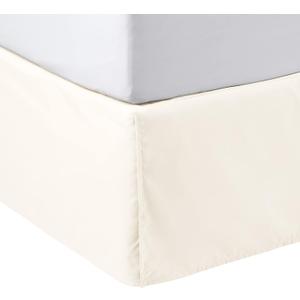 Amazon Basics Lightweight Pleated Bed Skirt, Queen, Off White, Solid