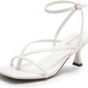 DREAM PAIRS Women's kitten Low Strappy Lace Up Heels Open Square Toe Thong Ankle Strap Heels Sexy Fashion Comfort Dress Shoes Party Sylvestra Pumps Heeled Sandals (8.5)
