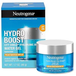 Neutrogena Hydro Boost City Shield Water Gel Face Moisturizer with Broad Spectrum SPF 25, Hydrating Facial Sunscreen with Hyaluronic Acid, OilFree and NonComedogenic Face Lotion, 1.7 oz