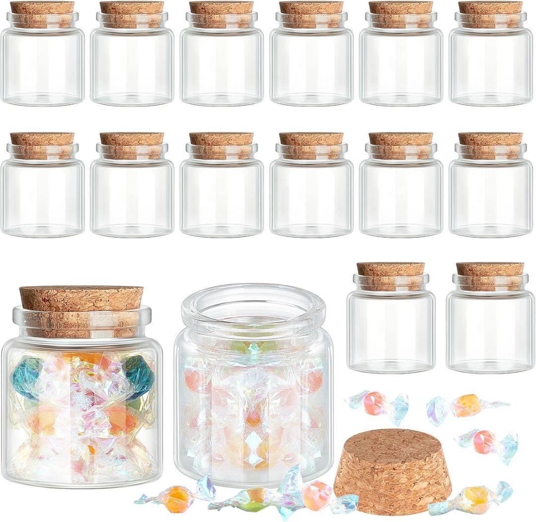 Patelai 24 Pack Small Glass Jars with Cork Stoppers Mini Potion Bottles Clear Empty Glass Bottles for DIY Art Crafts Message Decoration for Wedding Birthday Gifts Party Favors(50 ml/1.7 oz)