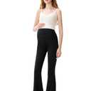 LYAQIUZHOU High Waist Yoga Pants, Maternity Bootcut Leggings, Cotton Blend Spandex, Black Gray Light Gray, S-XXL, (US, Alpha, Medium, Plus, Tall, Black)