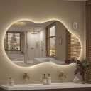 Irregular LED Mirror with Lights 40x24 Inch Backlit Asymmetrical Bathroom Mirrors for Wall Cloud Lighted Vanity Mirrors Shatterproof, Anti-Fog, Dimmable, 3 Colors (Horizontal/Vertical)
