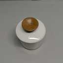 DOWAN Butter Crock for Counter, French Butter Keeper Crock with Water, Ceramic Airtight Butter Dish with Wood Knob Lid for Soft Butter, Soft White