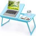 Laptop Desk for Bed Couch,Lap Desk for Laptop,Portable Laptop Stand for Desk,Small Adjustable Laptop Desk,Foldable Bed Table for Laptops and Writing, Bed Tray Table with Cup Holder (Blue)