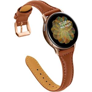 Joyozy Leather Band Compatible with Samsung Galaxy Watch 5Galaxy Watch Active2 40mm 44mm,Woman Men 20mm Slim Leather Wristband Strap for Galaxy Watch 42mm Samsung Galaxy Watch 4 40mm 44mmWatch 4 (Brown/Rose Gold)