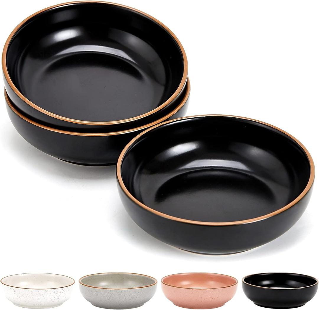 Ceramic Cat Bowls, Howise Pet Bowl Cat Dishes for Food and Water, 5.3 in Puppy Food Bowl 3 Pack Cat Food Bowl Set, Matte Black Finish
