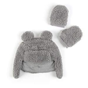 Tadpoles Super Soft Plush Sherpa Hat & Mittens Set, Grey