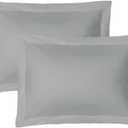 iMaylex Soft and Breathable 100% Egyptian Cotton Envelope Pillow Shams, Silk Like and Cozy Decorative Pillow Covers, Set of 2, Light Grey, Queen