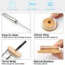 CNVOILA Bamboo Lids for Beer Can Glass, Regular Mouth Mason Jar Lids Mason Jar Lids With Straw Hole, & 3 Stainless Steel Boba Straw & 3 Stainless Steel Thin Straw - 6 Pack Set