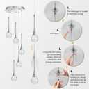 cenzoz 5-Lights Modern Pendant Lights for Kitchen Island LED Dimmable Chandelier Crystal Glam Ceiling Pendant Lighting for Dining Room Hallway Bedroom Lamp Brushed Nickel, 5 Lights Rectangular