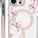 for iPhone 14 Pro Max Case Compatible with Magsafe,Clear Aesthetic Design Cute for Girls Women,Anti-Drop Protective Hard Phone Case for iPhone 14 Pro Max-Cherry Blossom Sakura Floral