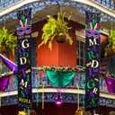 Blulu Mardi Gras Decoration Set Mardi Gras Porch Sign Welcome Banner Hanging Decoration for Indoor/Outdoor Front Door Home Masquerade Party