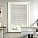 AURILOFT No Drill Cordless Vinyl Mini Blinds,White,27.5" W x 64" H