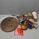 EDISHINE 68" Arc Floor Lamp with Table, Vintage Standing Lamp for Living Room with Tray, Tall Reading Lamp, Beige Shade, Adjustable Arm, Remote Dimmable Bulb Included, for Bedroom Office, Wood Grain