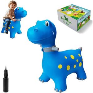 HotMax Bouncy Horse, Dinosaur Hopper Toys for Kids, Inflatable Ride on Bouncy Animals Toys for Toddlers, Jumping Horse for Baby Birthday Gift for Boy or Girl 18 Months 2-4 Year Old (Blue)
