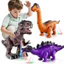 Lucky Doug 3 Pack Electric Realistic Dinosaur Toys with Simulated Sounds  Lights for Boys Kids Aged 3 4 5 Years Old - Perfect Jurassic Tyrannosaurus Rex Gift for Birthday 3-5 Years