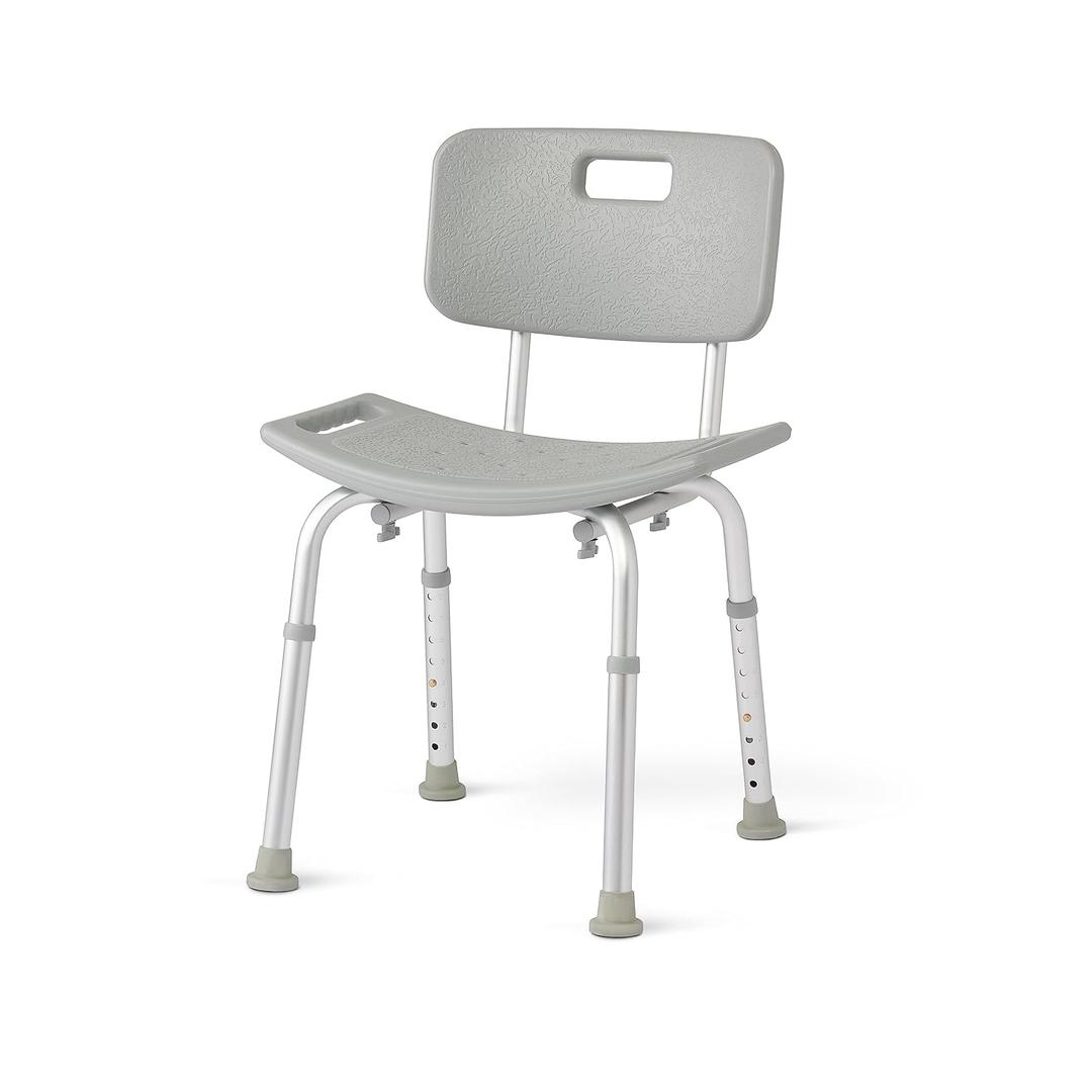 Medline Bath Chair, Bench, Seat, Stool for Disabled, Seniors & Elderly Bathroom Transfer Inside Shower/Tub/Bathtub  400 Lbs. Capacity, Gray