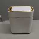 TIPGO Small Bathroom Trash Can with Lid Soft Close, Step Pedal, 5 Liter / 1.3 Gallon Stainless Steel Trash Bin, Slim Garbage Cans for Toilet, Office, Bedroom (White)