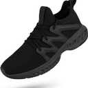 Pujcs Men's Slip on Walking Shoes Lightweight Breathable Non Slip Running Shoes Athletic Gym Tennis Shoes Sneakers for Men (9, Black)