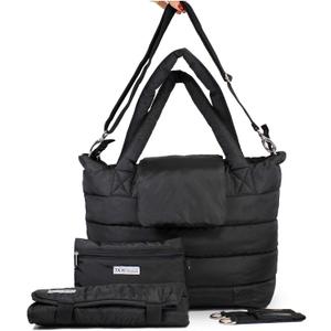 7AM Voyage Baby Diaper Bag – Waterproof Capri Diaper Bag with Crossbody Straps, Multifunctional Baby Travel Bag Tote with Stroller Straps | (Black)