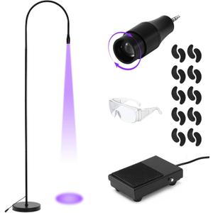 MYSWEETY UV Lash Light for Light Curing UV Eyelash Glue, 5W LED Eyelash Extensions Nail Tech Glue Lamp with Foot Pedal Control, Glue Cured in 2-3 Seconds, 10 Eye Patch+Goggles, Adjustable Spot Size