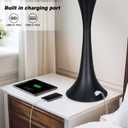Rinweey 27.5" Table Lamps Set of 2, Touch Bedside Lamps with USB C+A Ports, 3 Way Dimmable Nightstand Lamps for Bedroom, Living Room, Office, Black Lamp with Beige Lampshade, Bulbs Included