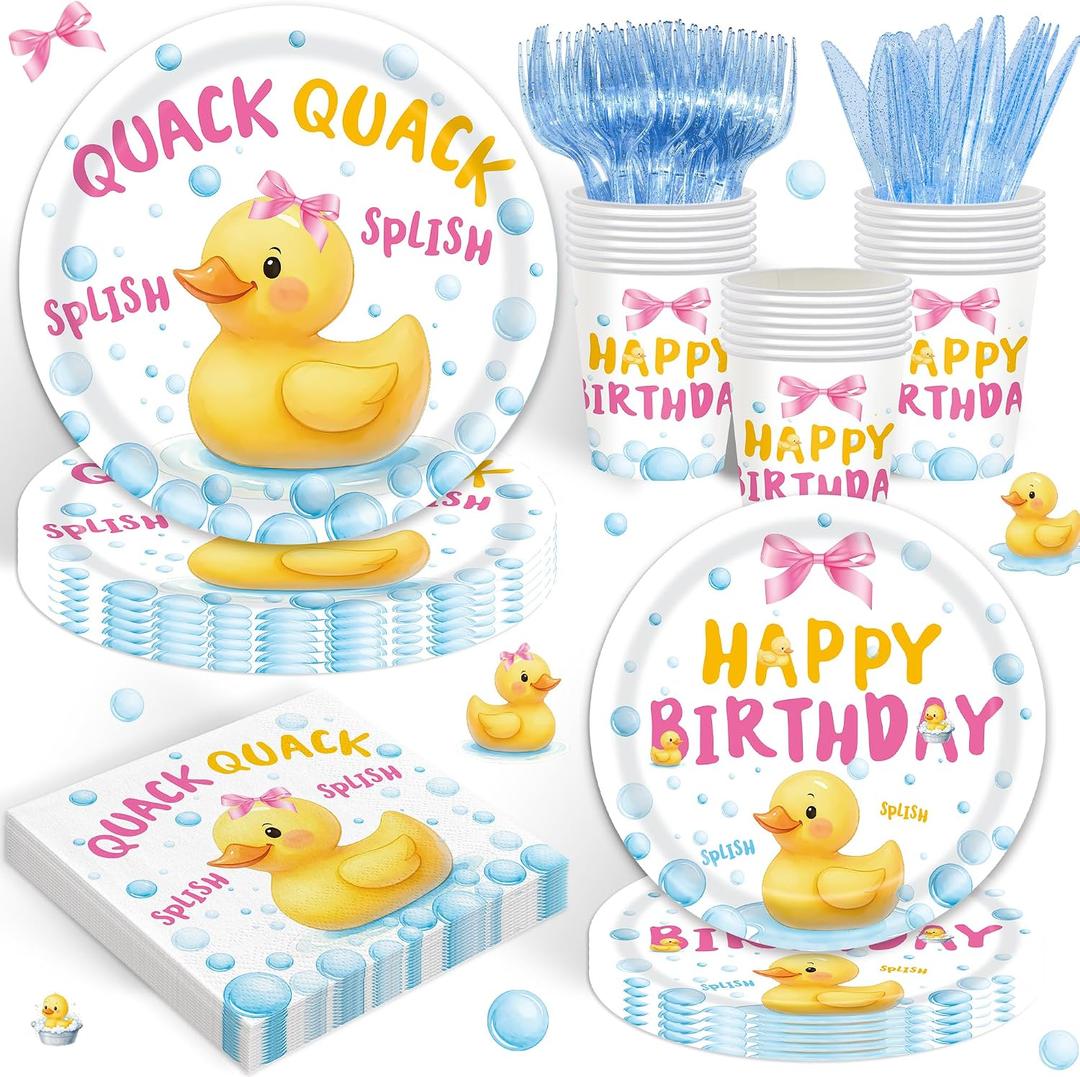 120PCS Rubber Duck Birthday Decorations for Boys And Girls Birthday Party