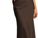 Bluetime Womens Satin Skirt Elastic High Waisted Silk Midi Skirts Dressy Casual A line Long Skirt (XL)