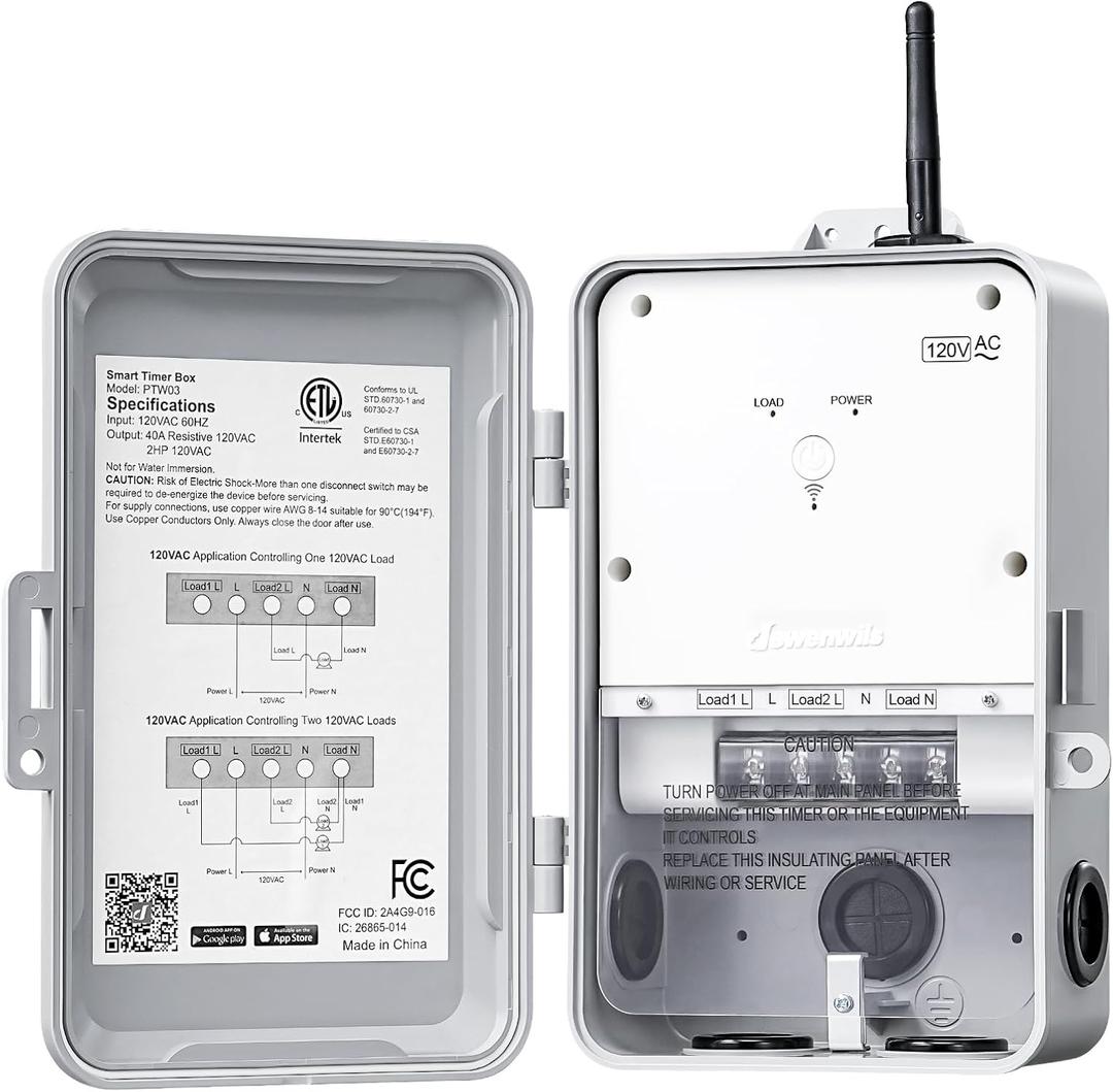 DEWENWILS Pool Pump Timer, Heavy Duty Outdoor WiFi Timer Box, 40A 120VAC 2HP, Work with Smart Life, Alexa, Google Assistant, Easy Wiring for Pool, Water Heater, ETL Listed