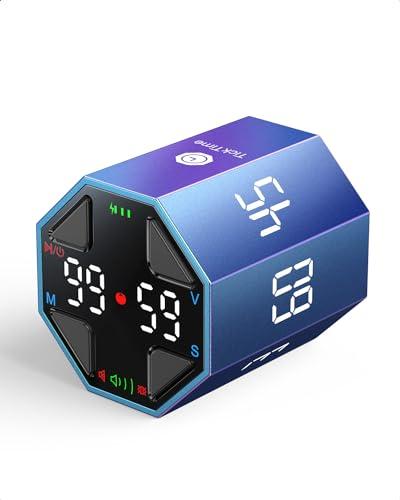 Ticktime Pomodoro Timer Cube, Custom Pomodoro, Pause & Resume, Silent, Vibrate & Adjustable Sound Alert, for ADHD, Task, Work, Study, 3/5/10/15/30/45/60min & Custom Countdown, Blue