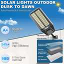 Solar Street Lights Outdoor Waterproof Dusk to Down Heavy Duty 10000W Commercial Large Solar Lights Outdoor Motion Sensor with Remote Control LED Parking Lot Flood Lights for Yard Garden Walkway