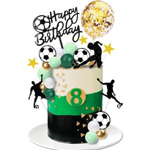 32 PCS Soccer Cake Topper Decorations Soccer Ball Player Cake Decorations for Football Theme Birthday Supplies (Soccer)