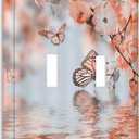 Decorative Switch Plate Covers Orange Pink Ombre Floral Butterfly Lake Water Reflection 2 Gang Wall Plate Double Toggle Light Switch Cover Plate Electric Dual Device Electrical Faceplate (2-Gang Toggle / 5 x 4.9 IN)