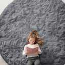 OLANLY Grey Round Rugs for Bedroom - Machine Washable, 9x9 Feet Circle Area Rugs for Living Room, Soft and Fluffy Shaggy Carpet for Teen Girls and Boys, Nursery Rooms, Dorms, Home Decor Aesthetic