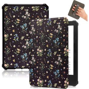 Fancity Case Compatible with 6" Kindle Paperwhite 5th/6th/7th Generation Soft Cover with Hand Strap Smart Auto Sleep/Wake for Kindle Paperwhite 1/2/3 (2012, 2013, 2015, 2016 Versions), Black Floral