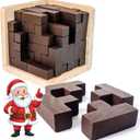 Original 3D Wooden Brain Teaser Puzzle - 3D Puzzle for Kids 8+ & Adults, Desk Toy Delight, Challenging Game & Wooden Puzzle for Adult Brain Boost (Brown)