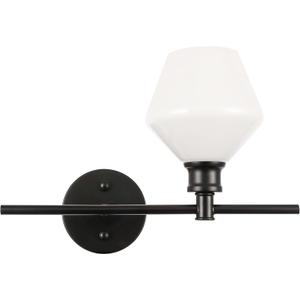 Gene 1 Light Black and Frosted White Glass Left Wall Sconce