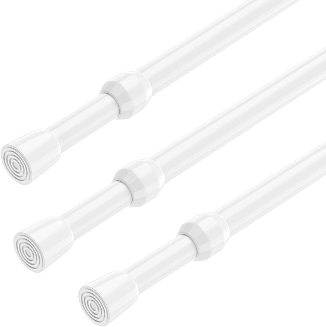 AIZESI Spring Tension Rods Adjustable 26 to 39 inch Tension Curtain Rod Small Tension Rod No Drilling Expandable Spring Loaded Curtain Tension Rod,Suitable for Doors and Windows 28 to 36 inch (White)