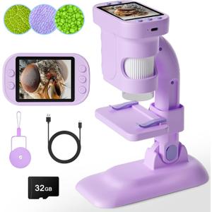 Kids Microscope - Mini Handheld Microscope for Kids, Portable Pocket Digital Toys for Girls Boys Birthday (Purple)