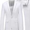 UNINUKOO Mens Suit Slim Fit 1 Button 2 Piece Wedding Party Holiday Solid Color Tux Suits for Men, Size: 30