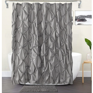 JSLOVE 2 Pcs Shower Curtain Sets with Rugs - Pinched Pleat Farmhouse Shower Curtain Elegant Decor Set with 12 Shower Curtain Hooks for Bathroom Dark Grey Standard 72" X 72"