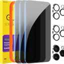 PEHAEL 3+3Pack for iPhone 17 Pro Privacy Screen Protector with Camera Lens Protector Full Coverage Anti-Spy Tempered Glass Film 9H Hardness Easy Installation Bubble Free [6.3 inch]