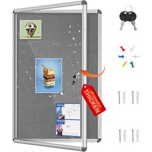 Magula 36"x24" Enclosed Bulletin Board Tamper-Proof Dispaly Case, Aluminium Frame, Shatter Resistant Lockable Bulletin Board, Lockable Noticeboard