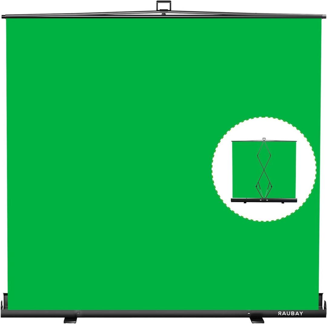 Wider Style RAUBAY 78.7 x 82.7in Large Collapsible Green Screen Backdrop Portable Retractable Chroma Key Panel Photo Background with Stand for Video Conference, Photographic Studio, Streaming