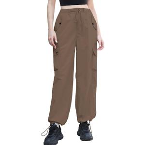 Cromoncent Cargo Pants Girls & Women Parachute Pants Y2K Baggy Rave Clothes Waterproof with Pockets