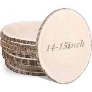 Tioncy 10 Pack Large Wood Slices for Centerpieces Unfinished Rounds Wood Slabs for Tables Decor Natural Wooden Circle for DIY Crafts Rustic Wedding Centerpiece Decor (14-15 Inch)