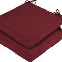 Waterproof Outdoor Chair Cushions Set of 2, Square Outdoor Seat Cushions with Ties and Removable Covers, 19 x 19 Outdoor Cushions for Patio Furniture with Portable Handle(Burgundy)